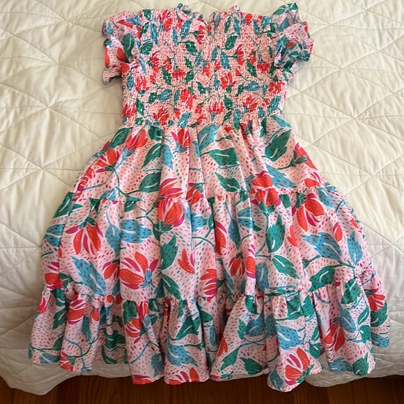 J. MARIE Floral Print Smocked Ruffle Tiered Mini Dress in Multicolor small - Picture 9 of 16